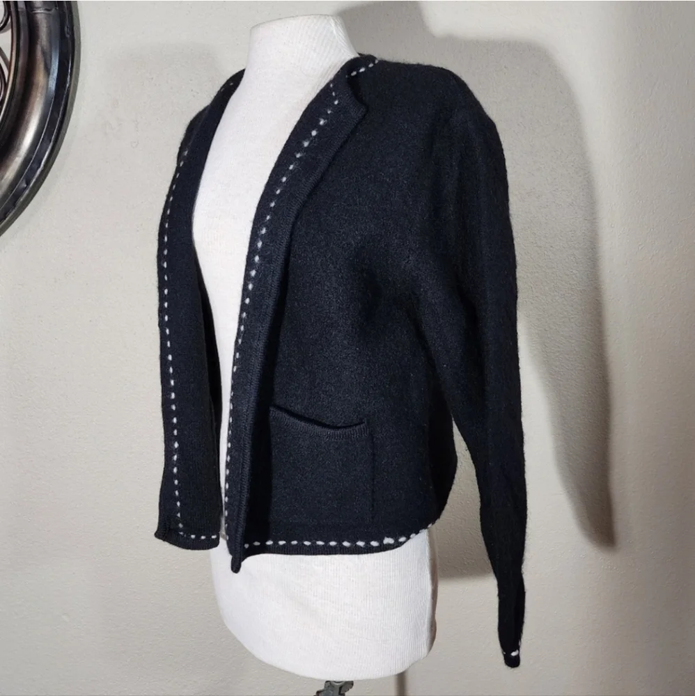 Karen Scott 100% Wool Cardigan Black Size L - Picture 6 of 17